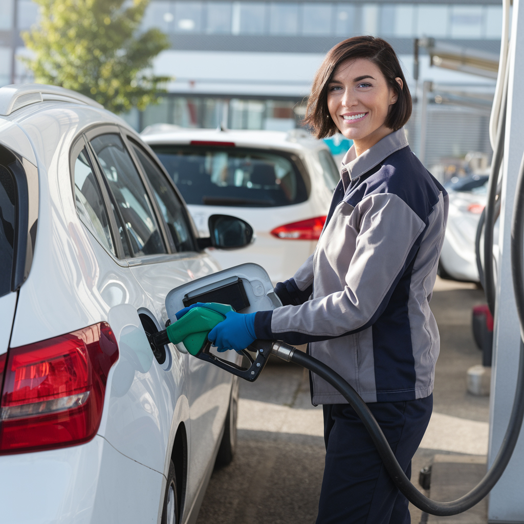 Full-service leasing customer fueling their vehicle